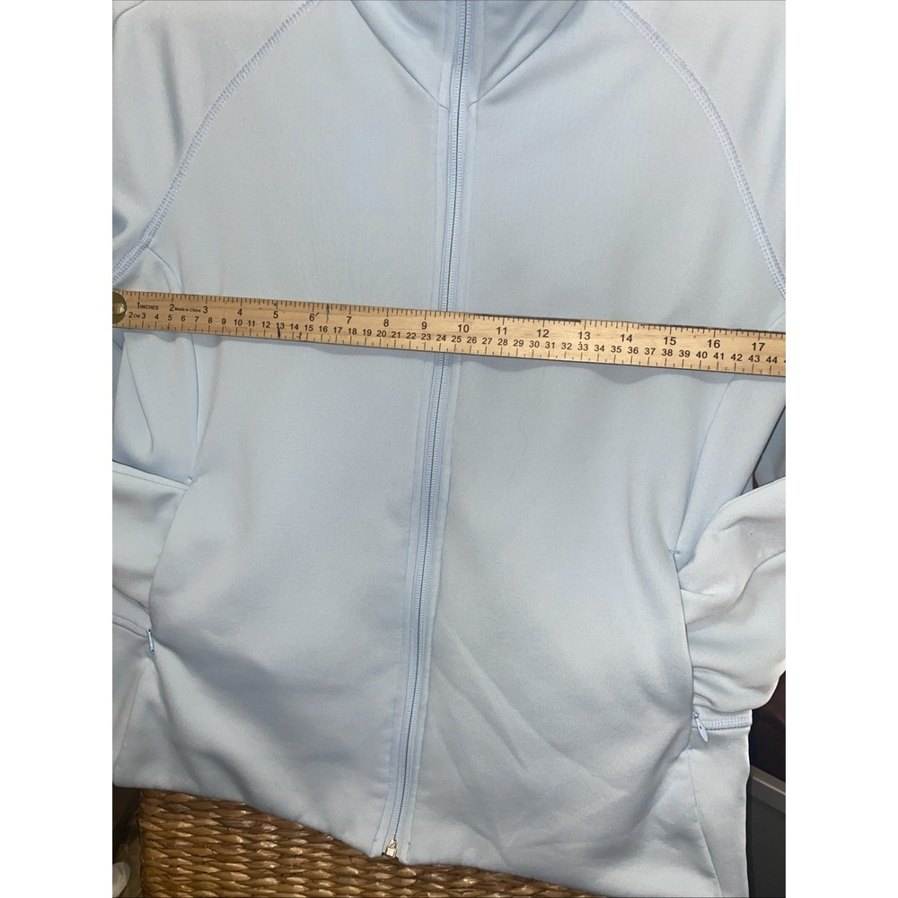 Adidas Womens L Jacket Full Zip ClimaWarm Fitted Powder Blue Athletic - Picture 6 of 12
